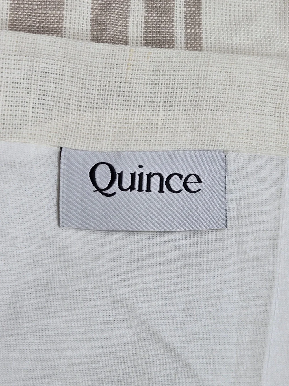 NWT QUINCE Set 2 48x96 Coastal Stripe Linen Cotton Curtains Ivory/Natural 9229